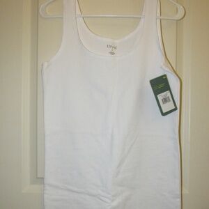 Lysse stretch scoop neck long white tank top